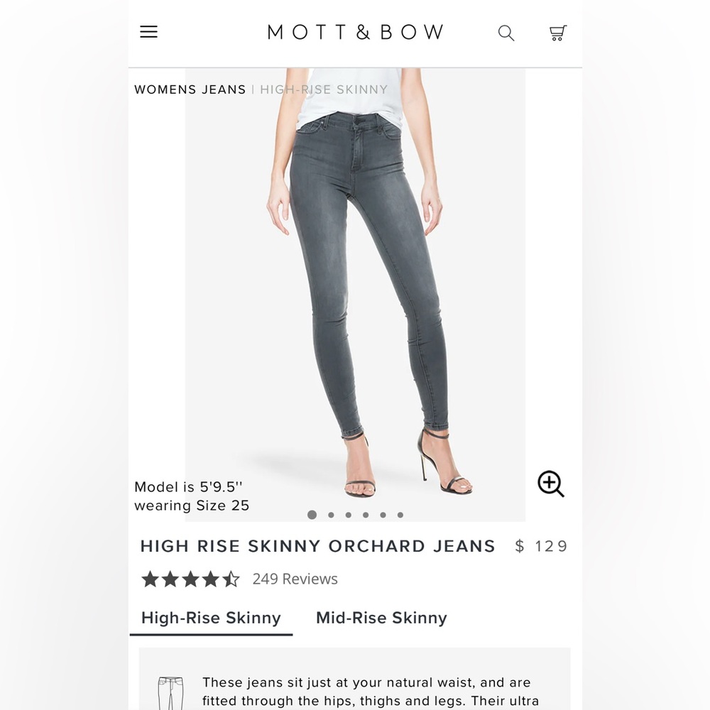MOTT & BOW HIGH RISE SKINNY ORCHARD JEANS